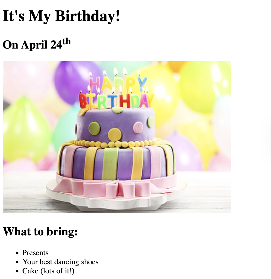 Birthday invite project preview